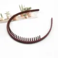 Brown matte non-slip teeth headband for daily face washing and hair styling detail view. - F-088 Wave Style / 1 Piece / Burgundy