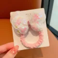 Elastico per capelli con fiocco di paillettes stile coreano accessorio molto grazioso - bianco-rosa