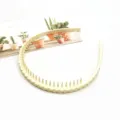 Yellow non-slip braided hair hoop with teeth, matte texture daily washing face headband - Wave Style (F-089) / 1 Piece / Off White