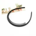 Black plastic tooth headband for women, non-slip hair hoop for daily face washing and makeup. - Woven Texture Style (F-089) / 1 Piece / Black