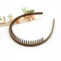 Close-up detail of brown anti-slip teeth hair band matte finish daily washing face hair accessory - F-088-Coffee