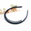 Dark blue plastic headband with teeth, anti-slip frosted hair hoop for daily face washing. - F-088-Navy Blue