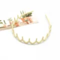 Light yellow wavy toothed anti-slip matte hairband for women daily makeup and face washing. - Wave Tooth Comb Style (F-090) / 1 Piece / Off White