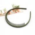 Green tooth headband with anti-slip design, matte finish hair hoop for daily face washing. - Woven Texture Style (F-089) / 1 Piece / Mustard Green
