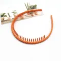 Orange braided toothed headband, matte finish non-slip hair hoop for daily face washing use. - Woven Texture Style (F-089) / 1 Piece / Orange