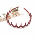 Detail view of red wavy frosted non-slip hair headband, perfect for daily makeup and face washing. - Matte Wave Style (F-090) / Orange Red