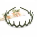 Dark green wavy toothed hair hoop detail, matte anti-slip headband for daily wear and makeup. - Style F-090 / 1 Piece / Mustard Green