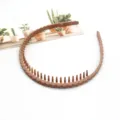 Brown frosted toothed headband for women, minimalist anti-slip hair hoop detail view. - Woven Texture Style (F-089) / 1 Piece / Brown