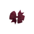 Gros plan détaillé du nœud pour cheveux en ruban gros-grain bordeaux uni de 3 pouces. - 11#