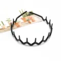 Black wavy teeth hair hoop, non-slip matte headband for daily makeup washing face styling. - Style F-090 / 1 Piece / Bright Black