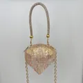 Goldene Strass Mini Handtasche, edle glitzernde Abendtasche mit Kette für Damen neu. - A064 Goldene Quaste (Mehrfarbig)