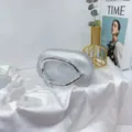 Mini borsa da sera argentata con manico in acrilico, elegante borsa a tracolla. - Argento Perlato