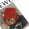 Rode kristzen mini schoudertas acryl strass handtas voor dames feestelijke avondstijl - A169 Vierkante Stijl / Rood