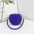 Blaue Strass Apple Clutch Mini Abendtasche mit Goldkette und glitzerndem Kristallgriff. - Apfel / Blau