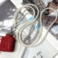 Ciondolo Fiaschetta Strass Rosso Con Catena Tracolla E Accessorio Per Borsa Perla - Fiaschetta (Doppia Catena di Perle) / Rosso