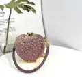 Rosa Strass Herz Tasche Mini Clutch glitzernde Kristall Handtasche süsse Abendtasche Perlen - Apfel / Rosa