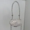 Silberne Strass Oval Mini Handtasche, glänzende Kristall Abendtasche für Damen Party. - A064 Silber (Bunt)