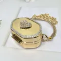 Mini gold Strass Herz Umhängetasche stilvolle Acryl Clutch Tasche für Frauen Abendparty. - Sechseck-Strass (Stil 5)