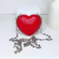 Rote herzförmige Umhängetasche Mini Abendtasche mit Kette süße PU Leder Handtasche rot - 8.5*8.5*4 / Rot (Silberner Rahmen)