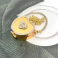 Borsa a tracolla dorata a cuore con strass, pochette elegante con catena per donna. - Strass Forma Mela (Stile B3) / Oro