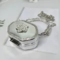 Mini silber Strass Umhängetasche Make-up Tasche, modische Acryl Abendtasche mit Metallkette. - Sechseck-Strass (Stil 6)
