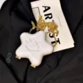 Weisse sternförmige Umhängetasche Kette mit süssem geprägtem Smiley Gesicht für Damen neu. - Weißer Stern Metallkette (A178)