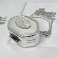 Silberne Strass Mini Acryl Umhängetasche Abendtasche Luxus stilvolle Handtasche für Damen. - Sechseck-Strass (Stil 8)