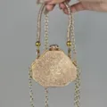 Mini Strass Abendtasche, glitzernde Kristall Clutch, elegante Umhängetasche für Damen. - Achteckig (Kleiner Strass) / Gold