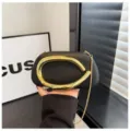 Black evening clutch bag with striking gold metal handle and chain strap for women. - Matte Style / Matte Black