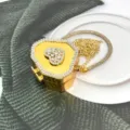 Borsa da sera cuore strass oro pochette metallica lusso borsa tracolla cristallo donna - Strass Ottagonale (Stile C3) / Oro