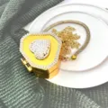 Borsa Tracolla Cuore Strass Oro Lusso Catena Metallo Spalla Mano Modello Variante - Strass Ottagonale (Stile C5) / Oro