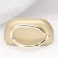Gold mini clutch bag with elegant metallic curved handle, stylish women evening crossbody. - Matte Style / Matte Gold