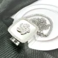 Borsa a Tracolla con Catena Argentata e Strass Lusso Cristallo Pochette Specchio Trucco - Strass Quadrato (Stile A2) / Argento