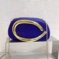 Blue acrylic mini evening bag featuring statement gold metal handle and chic chain strap. - Matte Style / Matte Blue
