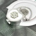 Borsa cuore argento strass catena elegante specchio cosmetico borsa tracolla variante - Strass Forma Mela (Stile B1) / Argento