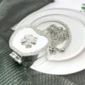 Borsa da sera a cuore con strass e catena, pochette specchio in cristallo brillante. - Strass Forma Mela (Stile B5) / Argento