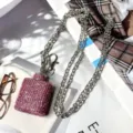 Rosa Strass Mini Flasche Schlüsselanhänger Umhängetasche Kette Charm Zubehör Neu - Flachmann (O-Kette) / Rosa