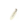 Closeup detail of the seamless duckbill hair clip with flat white pad for makeup styling. - White