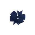 Close-up detail of the 3-inch solid navy blue grosgrain ribbon bow hair clip, cute design. - 2#