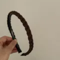 Brown braided headband for women, stylish thin hair hoop, elegant summer daily hair accessory. - Brown