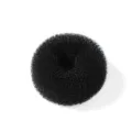 Close-up detail of black mesh hair donut bun maker for simple hair styling and elegant looks. - S