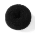 Closeup view of black hair donut bun maker detail, ideal for easy daily hairstyling loops. - L