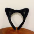 Black plush cat ear headband for women, soft furry hair hoop for face washing and daily cute wear. - 4# Black Plush Cat Ears Headband