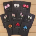 Conjunto de tarjetas de felicitación de flores secas hechas a mano, tarjetas de bendición. - Juego de 10 láminas mixtas negras