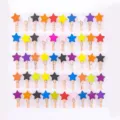 Colorful wooden star clips for photo hanging wall decoration memo clips stationery set - Star Clips / 50 Pcs