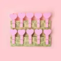 Cute pink wooden heart clips for photo hanging wall decoration memo craft stationery - Pink Hearts / 50 Pcs