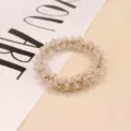Crystal beaded hair tie and bracelet dual-use elastic hair rope for women and girls daily styling - White