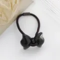 Black ink bow hair tie, sweet cute ponytail holder for women and girls daily styling accessory - Black