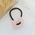 Sweet pink bow hair tie for women, cute elastic hair band for daily ponytail styling. - Pink
