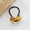 Amber bow hair tie, stylish sweet ponytail holder for women and cute daily hair accessories. - Coffee
